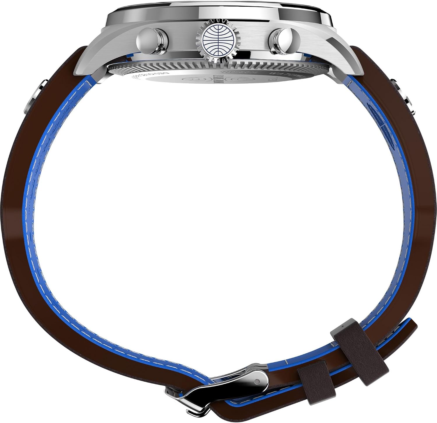 Detalle de Timex X Pan Am Chronograph für Herren, 42 mm – Edelstahlgehäuse, blaues Zifferblatt, Quarz