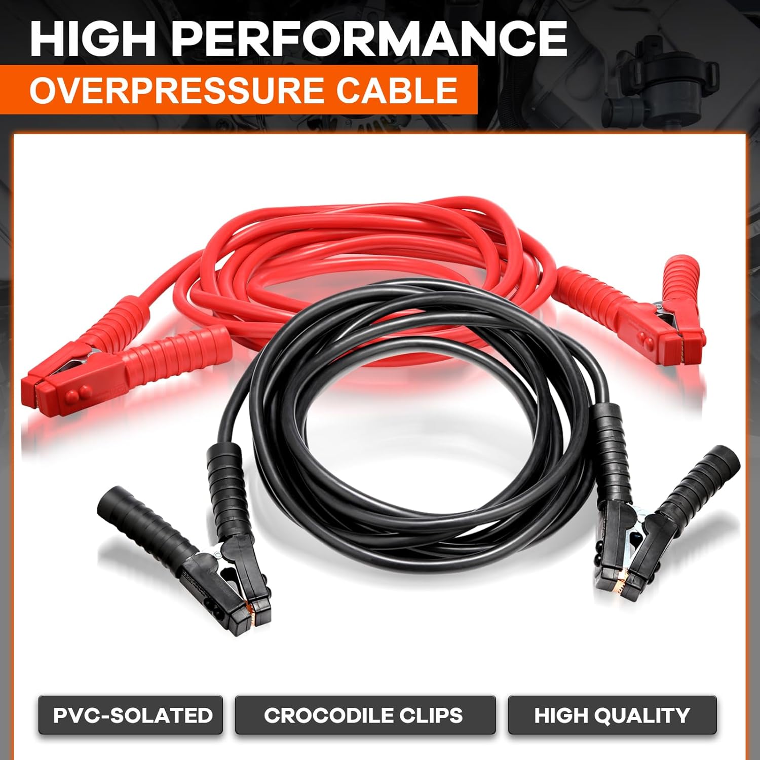 Detalle 2 de GEARCELL 6m 3000A 2x Heavy-Duty Jump Leads (with gloves) for 6V, 12V and 24V cars, vans and more
