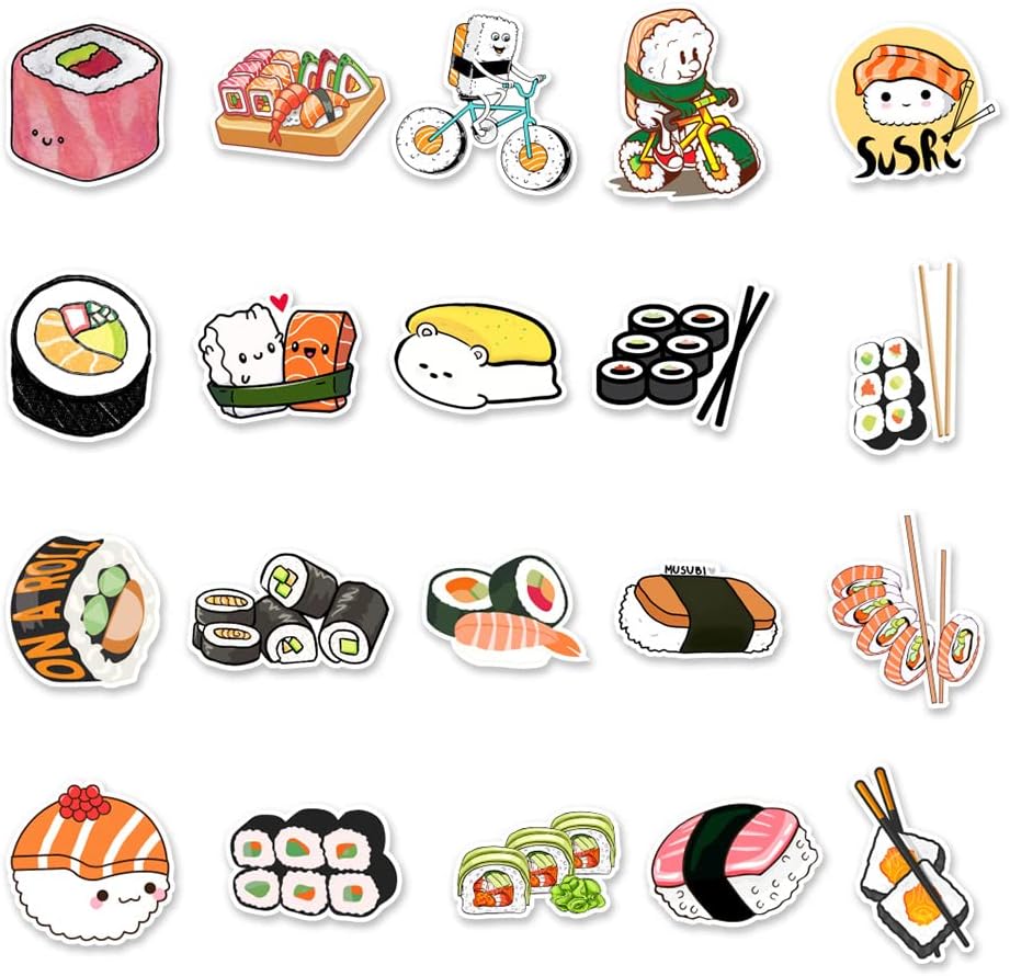 Thumbnail 2 de AUCEKO 50er Set japanische Food-Aufkleber – wasserdichte Vinyl-Sushi-Sticker für Laptop & mehr