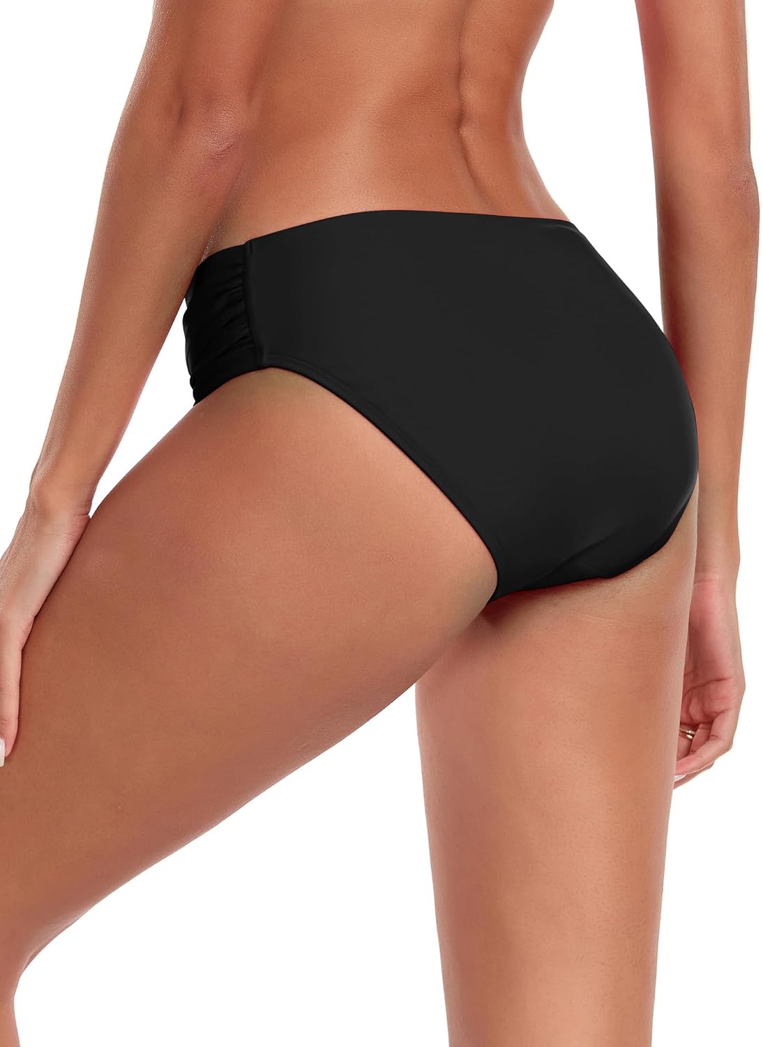 Detalle de Ocean Blues Women's Ruched Sides Bikini Bottom – Mid-Waisted, Full Coverage