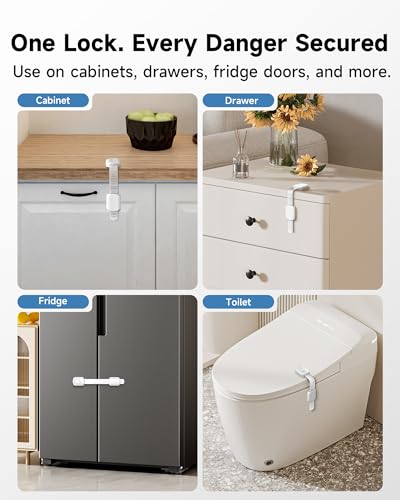 Thumbnail 7 de Infinno Cabinet Locks for Baby Proofing (12 Pack) – Safe, Tool-Free Child Cabinet Latches