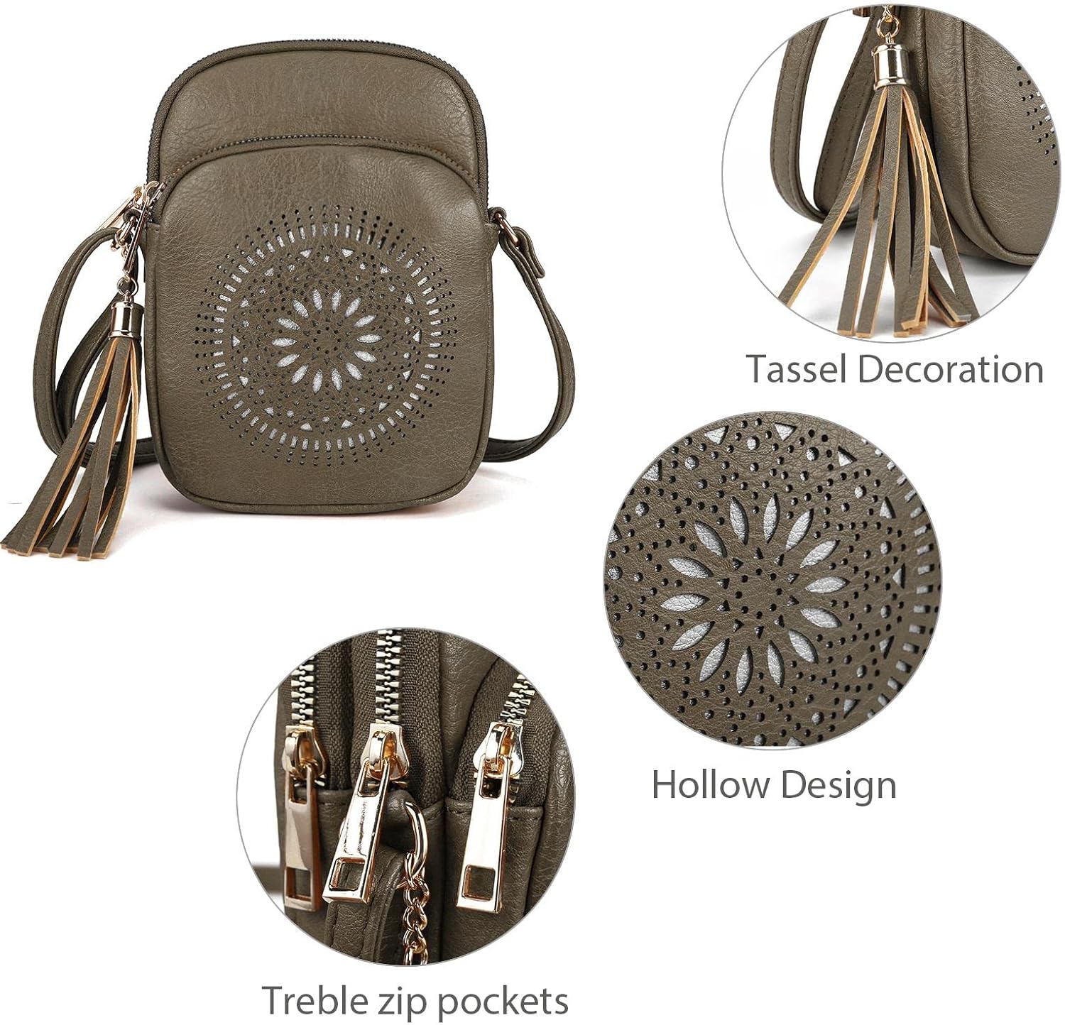 Thumbnail 4 de GLITZALL Small Crossbody Phone Bag for Women – Compact Faux Leather Purse with Tassel