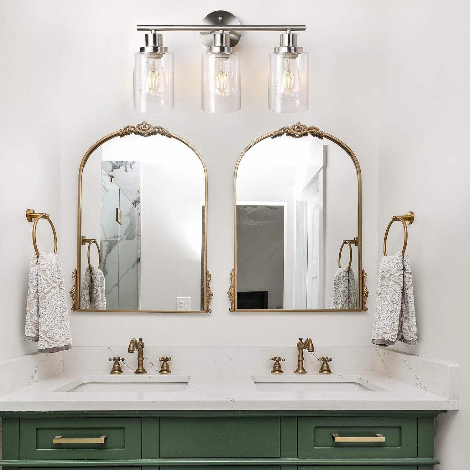 Thumbnail 6 de Unicozin RJ-WR03 3-Light Vanity Light, Brushed Nickel, Clear Glass, E26