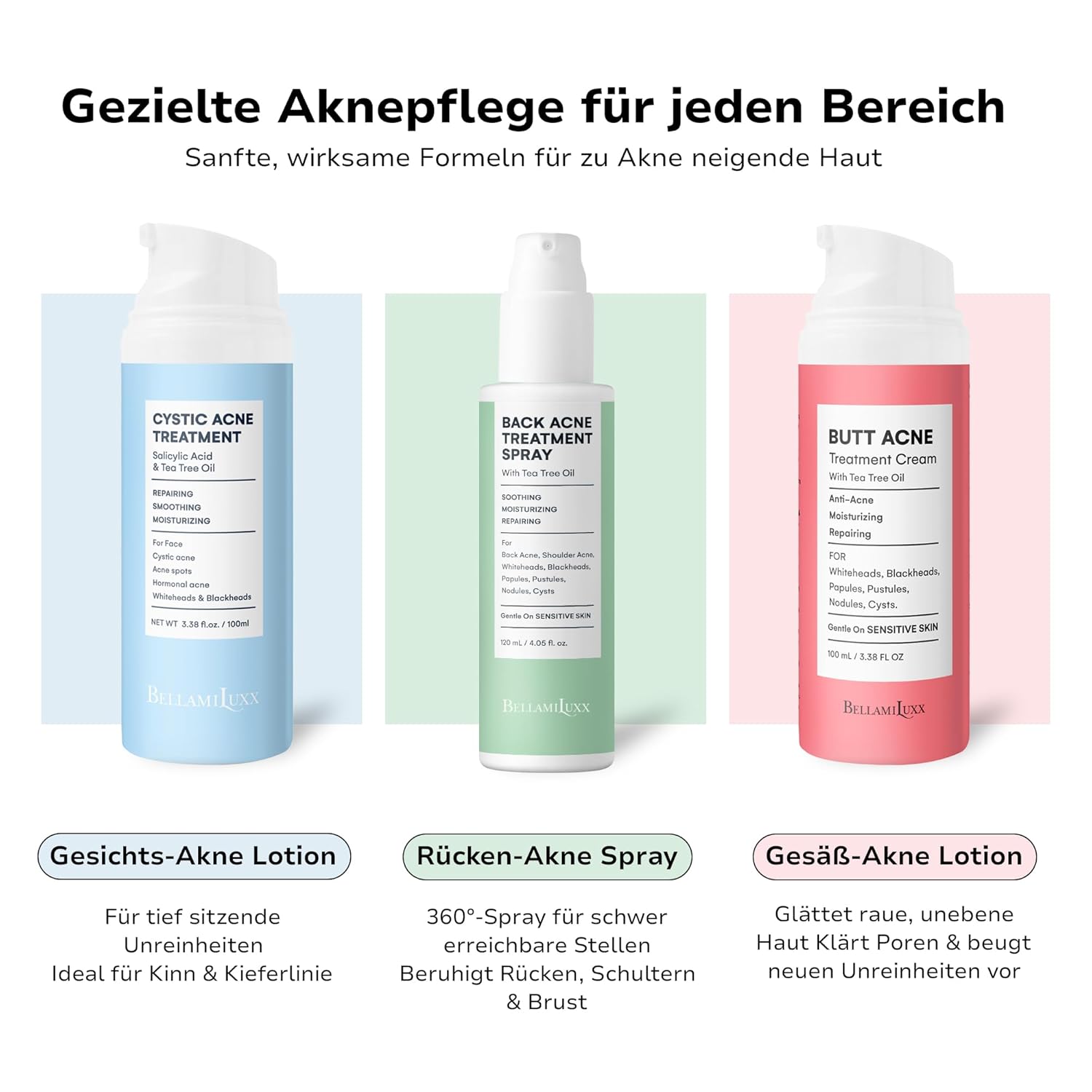 Thumbnail 6 de BellamiLuxx Rücken- & Körper Akne Spray mit 2% Salicylsäure & Teebaumöl – Aknespray für Rücken, Brust & Schultern
