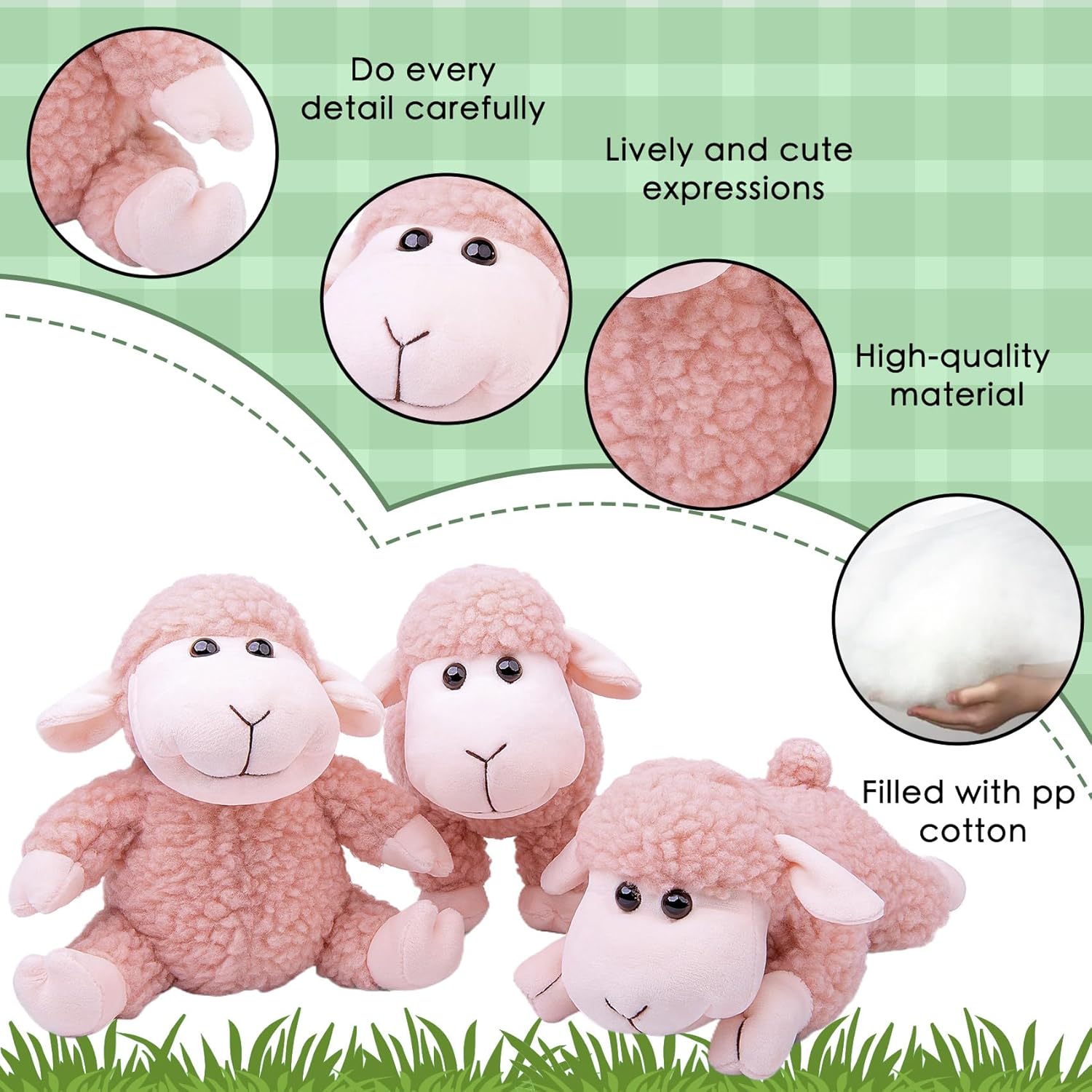 Thumbnail 2 de Lilizzhoumax Simulation Lamb Plush Toy – 13cm Pink, Realistic Small Sheep, Super Soft, Cute Home Decor & Gift