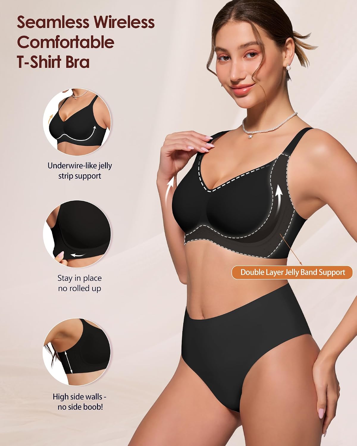 Thumbnail 2 de As Fairy Wireless Jelly T-Shirt Bra for Women (No Underwire, Full Coverage)