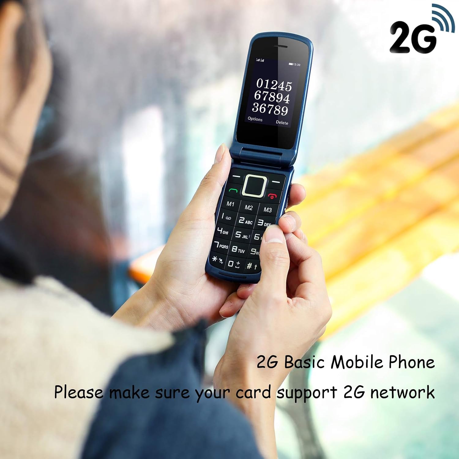 Detalle 2 de Telefono GSM Uleway per anziani con doppio display, tasti grandi e SOS