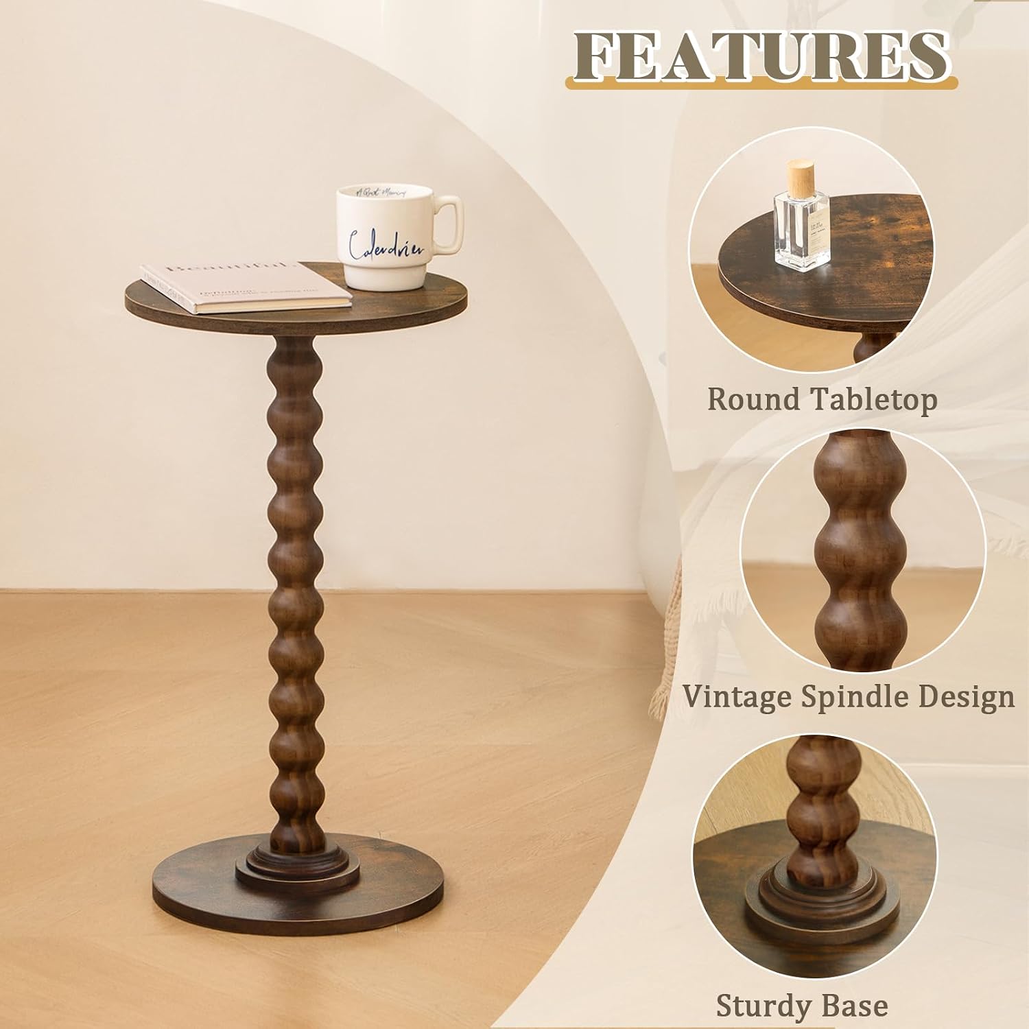 Detalle 2 de Fultyle Round Side Table Rustic Brown