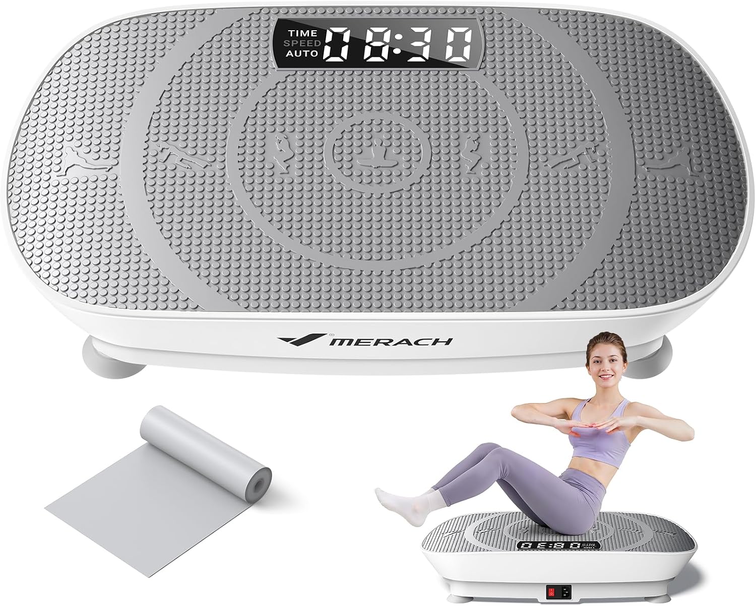 Detalle de MERACH CV30 Pro Curved Vibration Plate, 10 Levels, Bluetooth, 400 lb Capacity