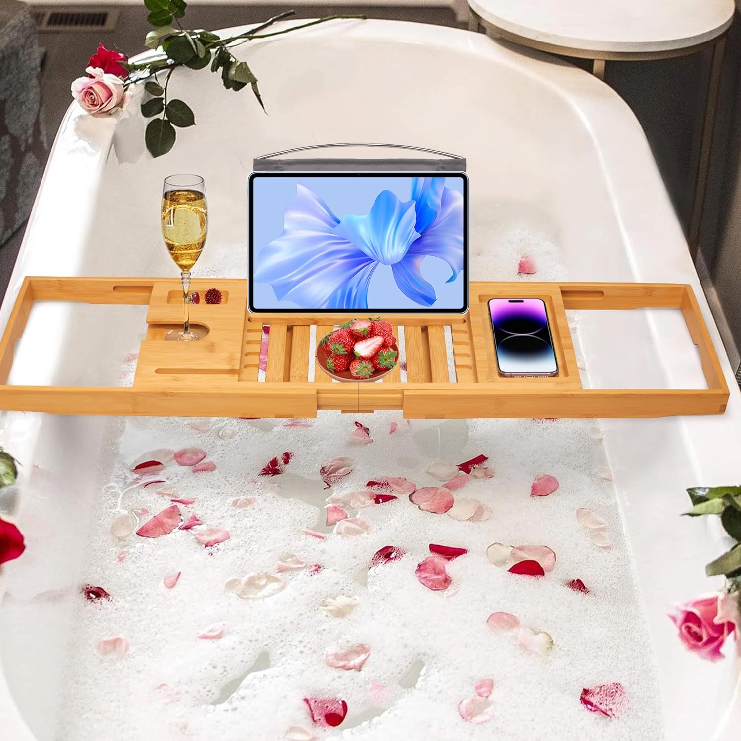 Thumbnail 3 de Artmalle Luxury Bathtub Caddy Tray — Bamboo tub tray