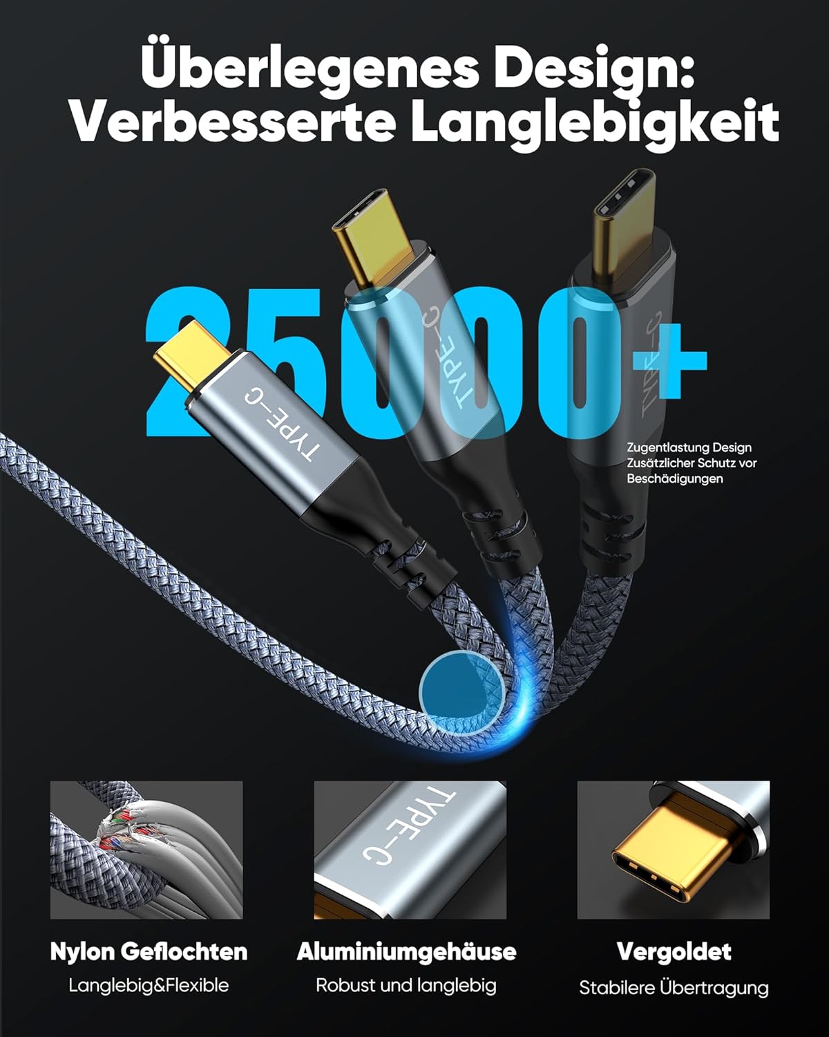 Detalle de Highwings USB‑C auf HDMI Kabel (4K@30Hz, 4,5 m) für MacBook, iPad Pro/Air, Surface & mehr