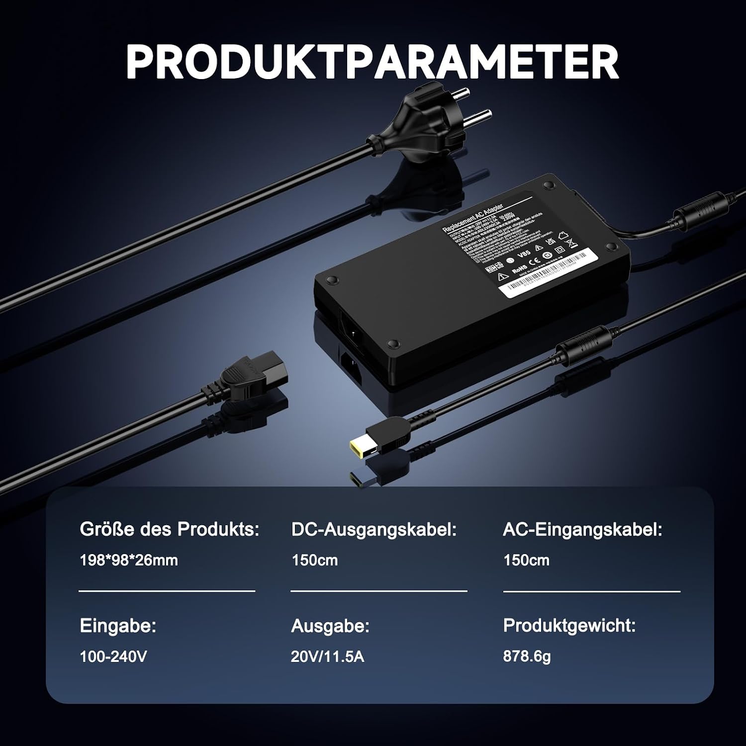 Detalle de 230W USB Laptop-Ladegerät für Lenovo Legion und ThinkPad — ADL230NLC3A (20V, 11,5A)