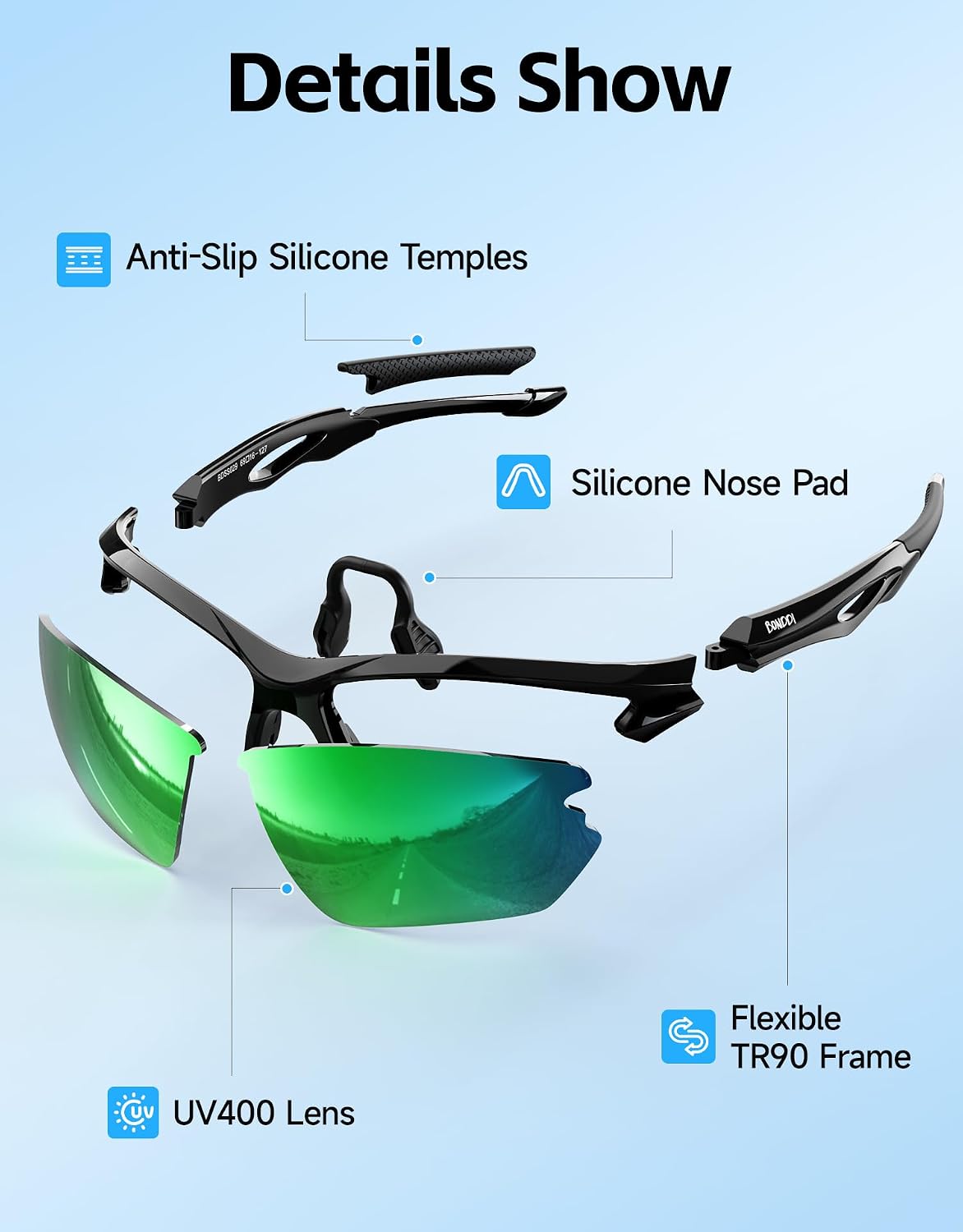 Thumbnail 6 de BONDDI Polarised Sunglasses for Men and Women – Ultra Light, Unbreakable Frame with UV400 Protection