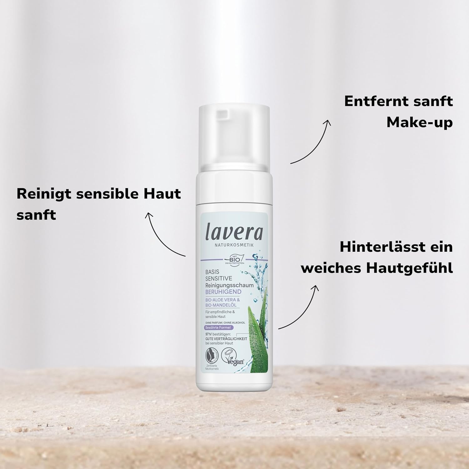 Detalle de lavera Basis Sensitiv Mousse nettoyante – Douceur et naturalité pour peaux sensibles