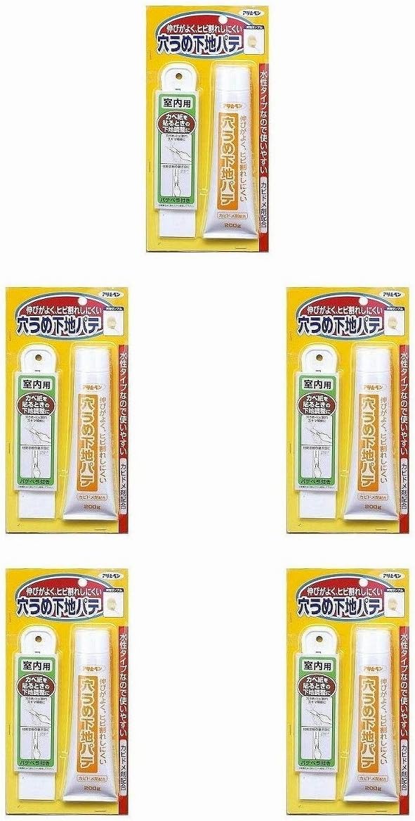 Detalle de アサヒペン 壁紙用 穴うめ下地パテ No.734 200g ヘラ付き・水性タイプ・防カビ剤配合