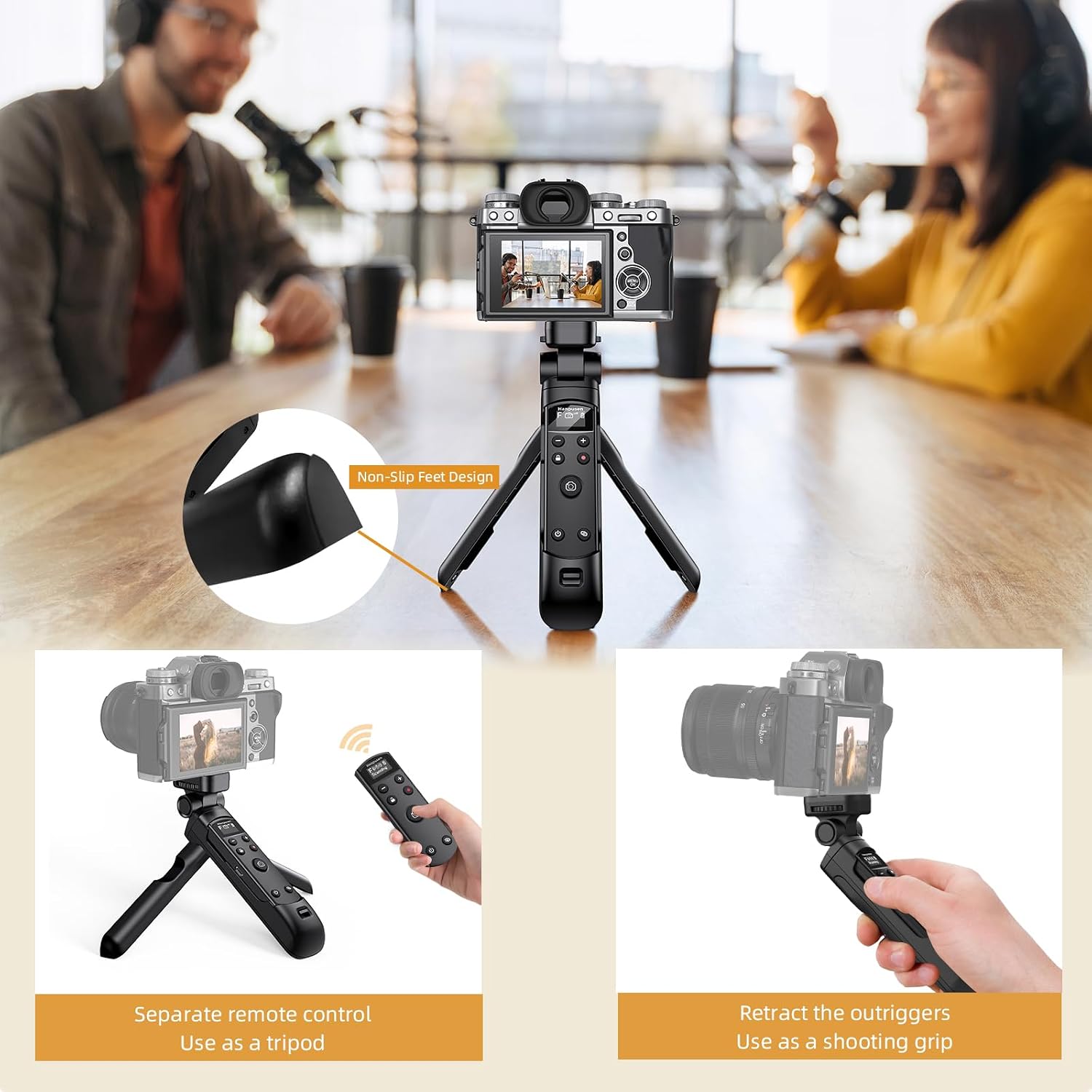 Thumbnail 1 de Hanpusen Wireless Shooting Grip with Shutter Remote for Fujifilm – Mini Tripod for X100 VI, X-T30 II, X-S20 and more