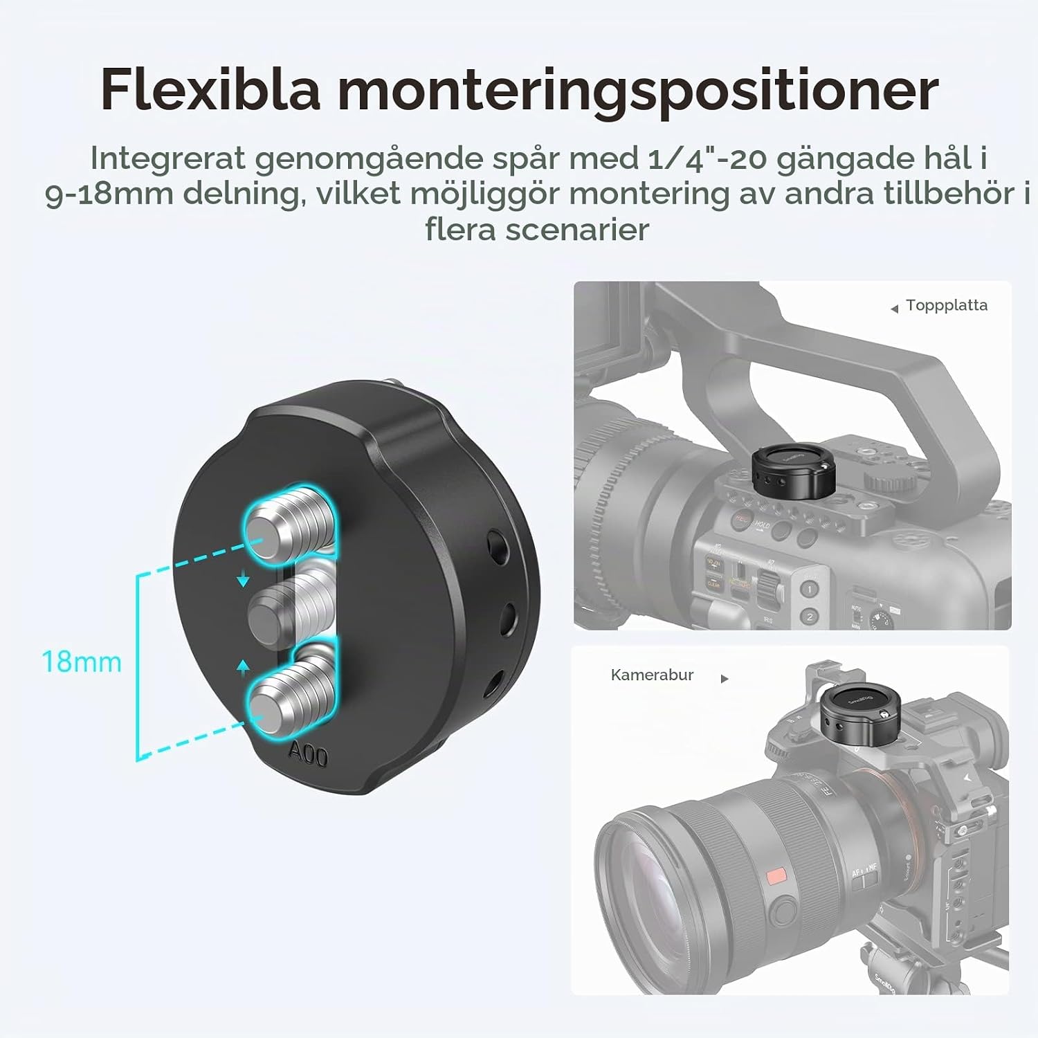 Detalle 2 de SMALLRIG MD4149 AirTag-hållare för kamera med dubbla 1/4"-20-fästen