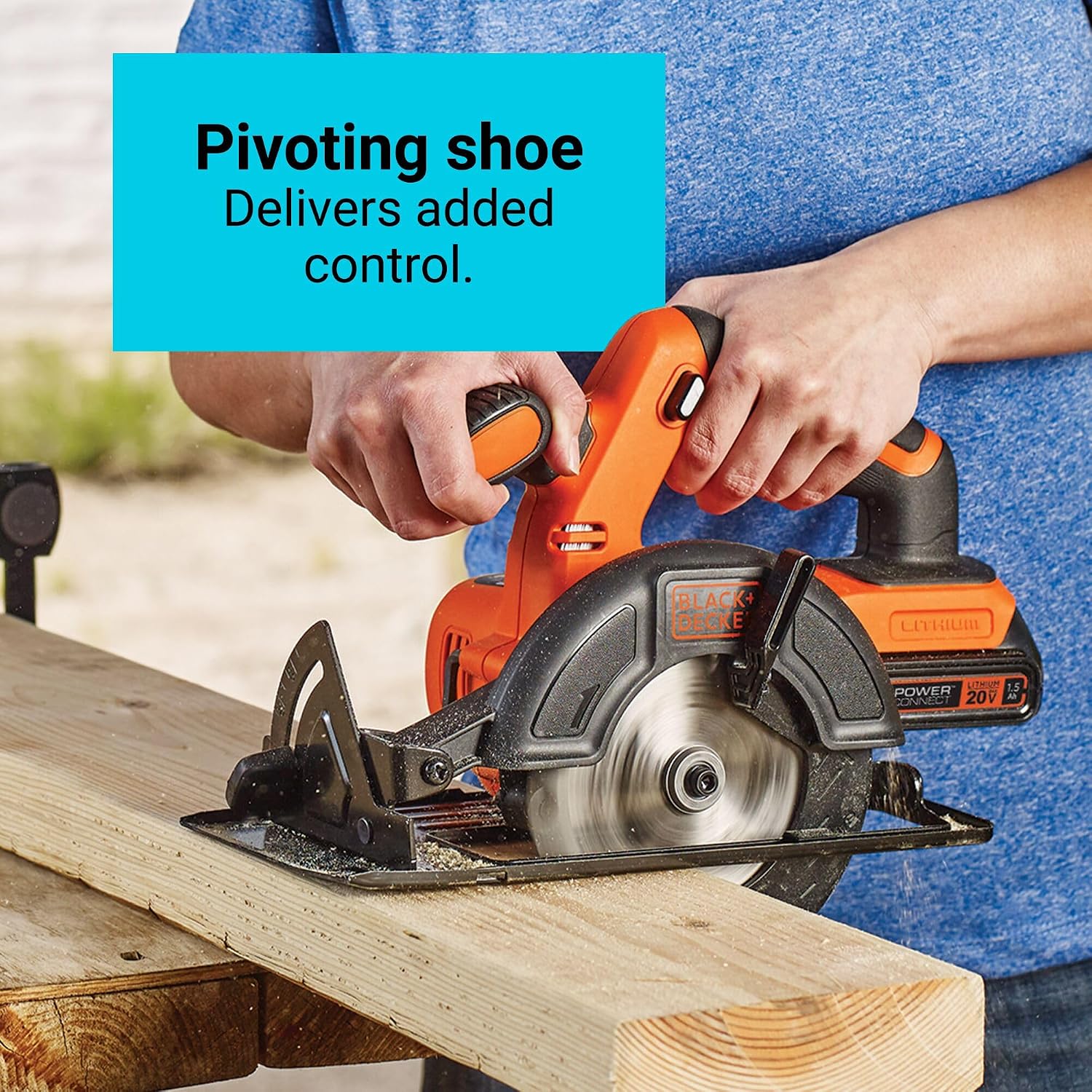 Detalle de BLACK+DECKER BDCCS20B 20V MAX* POWERCONNECT Cordless Circular Saw, 5-1/2 in.
