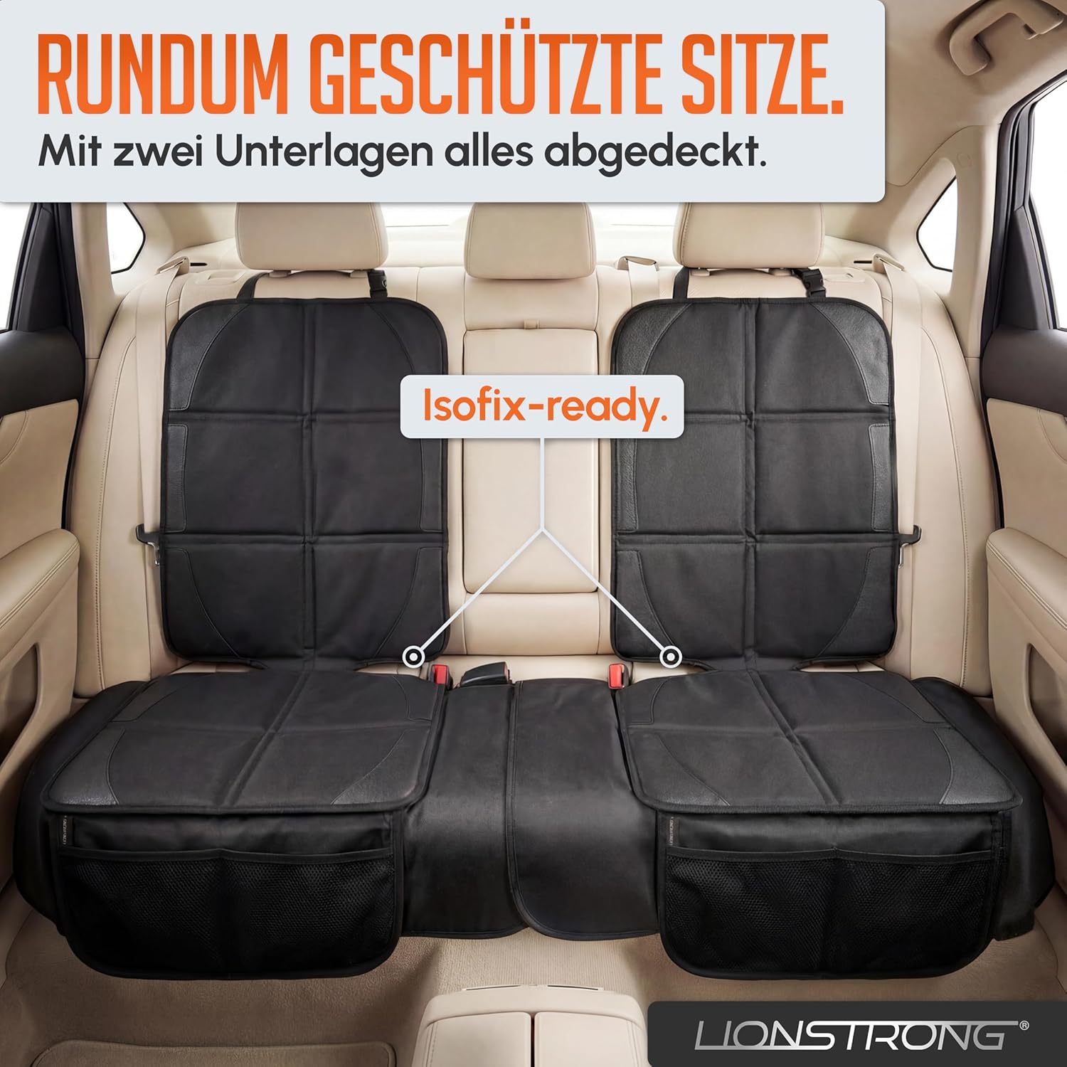 Detalle 1 de LIONSTRONG Kindersitzunterlage Schwarz, wasserabweisend
