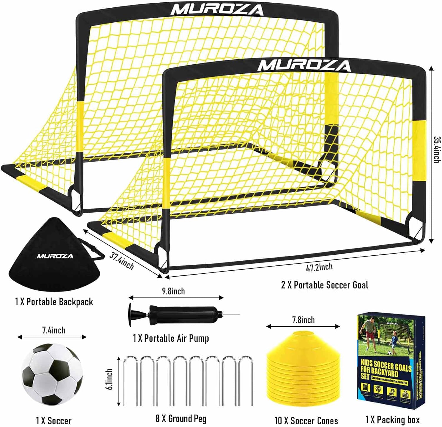 Thumbnail 1 de Soccer Goal Kids Backyard Set (2-Pack) with Training Equipment