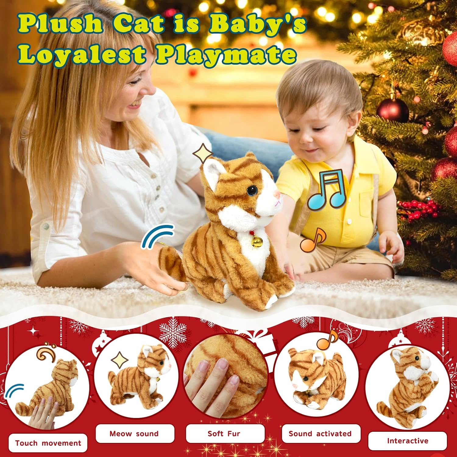 Detalle de Interactive Plush Cat Robot Toy, Yellow