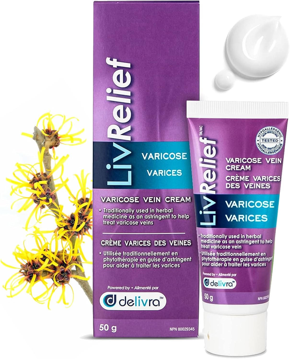Detalle de LivRelief Varicose Vein Relief Cream, 50 g, Menthol, Unscented