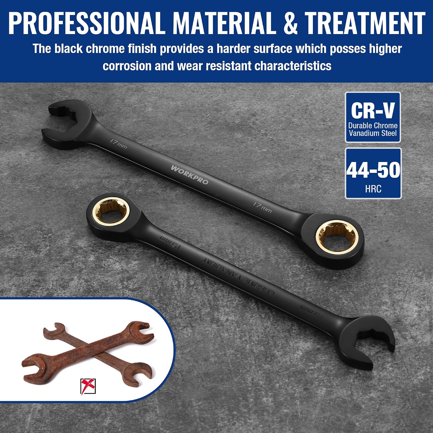 Detalle 2 de WORKPRO Ratcheting Wrench Set, Metric