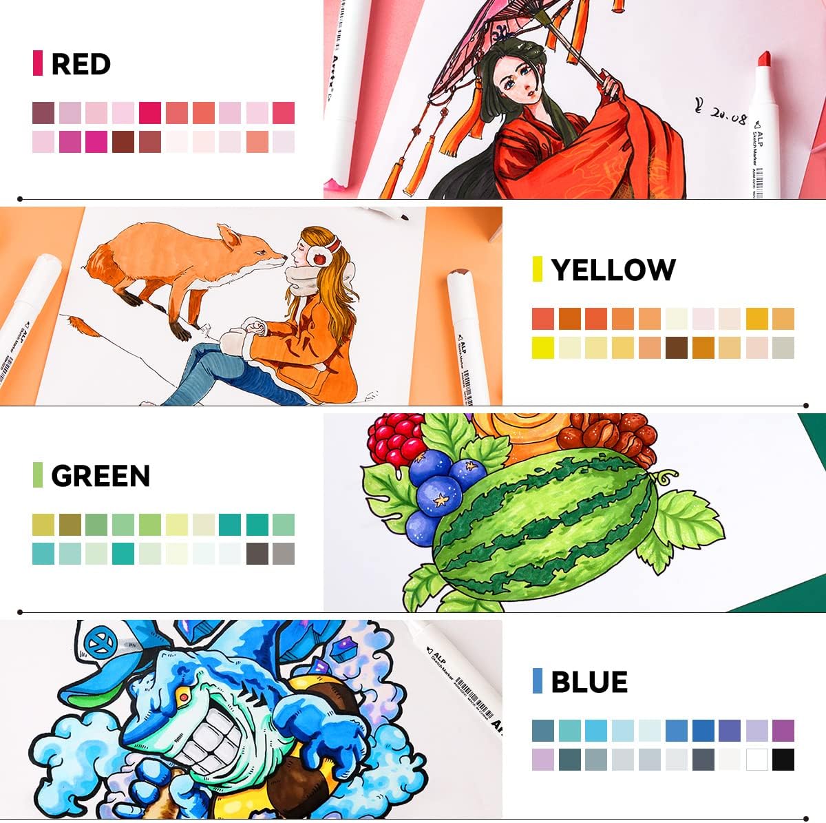 Detalle de Arrtx ALP 80 Alcohol Markers, 80 Colours, Dual Chisel and Fine Tips