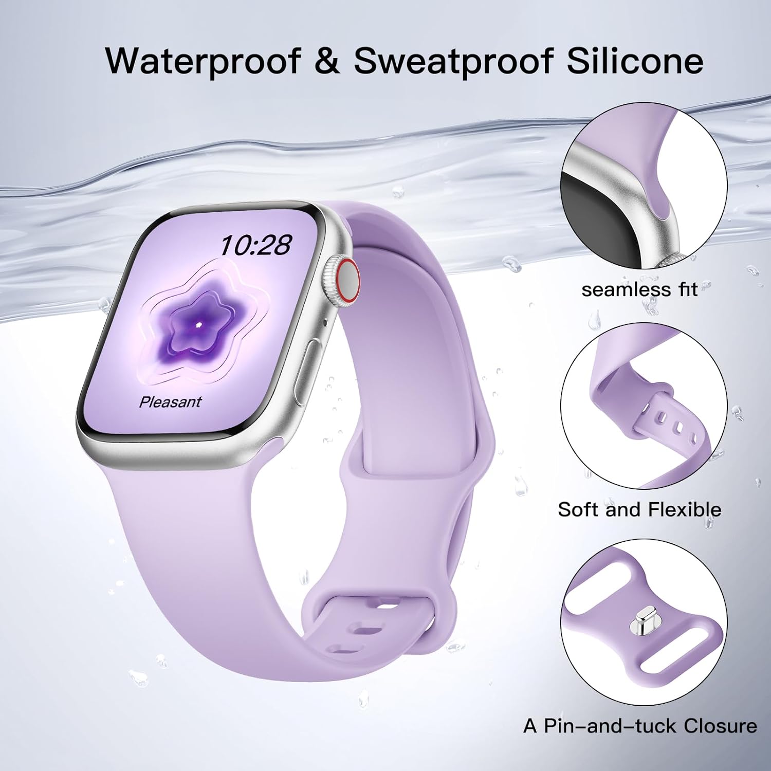 Thumbnail 2 de Yoohoo Soft Silicone Strap for Apple Watch (38–46/49mm) – Flexible, breathable sport band in Light Purple