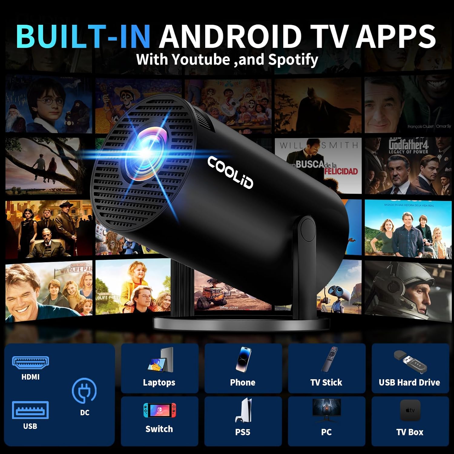 Thumbnail 2 de Coolid C2 Mini 4K Projector Support 1080P