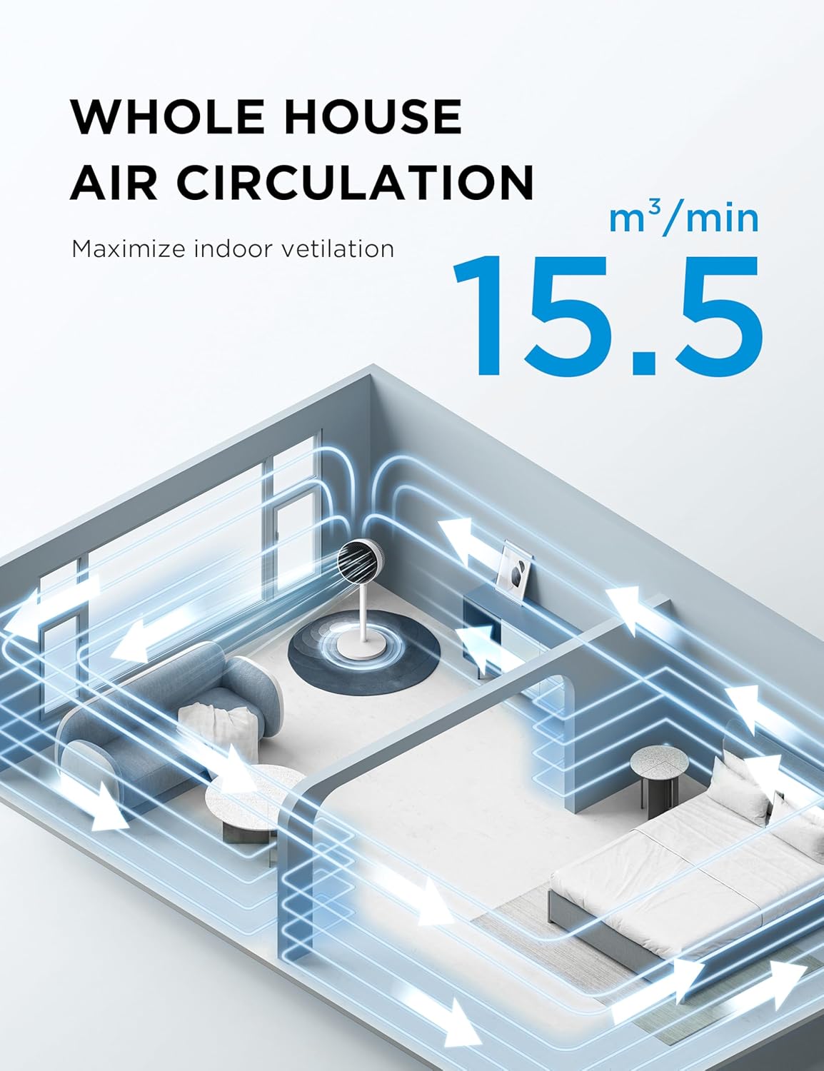 Thumbnail 6 de Midea Standing Fan – Powerful Pedestal Fan with Intelligent Cooling