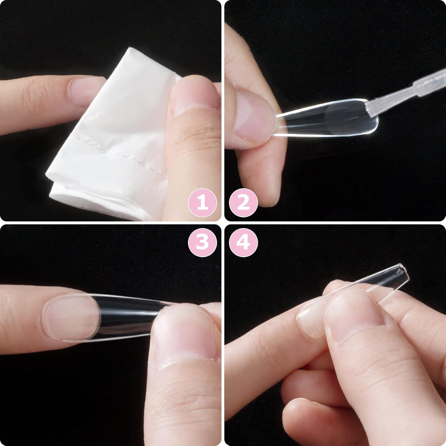 Thumbnail 3 de Faux ongles en acrylique Carehabi – Capsules transparentes, 500 pièces, 10 tailles (semi givré) + valisette