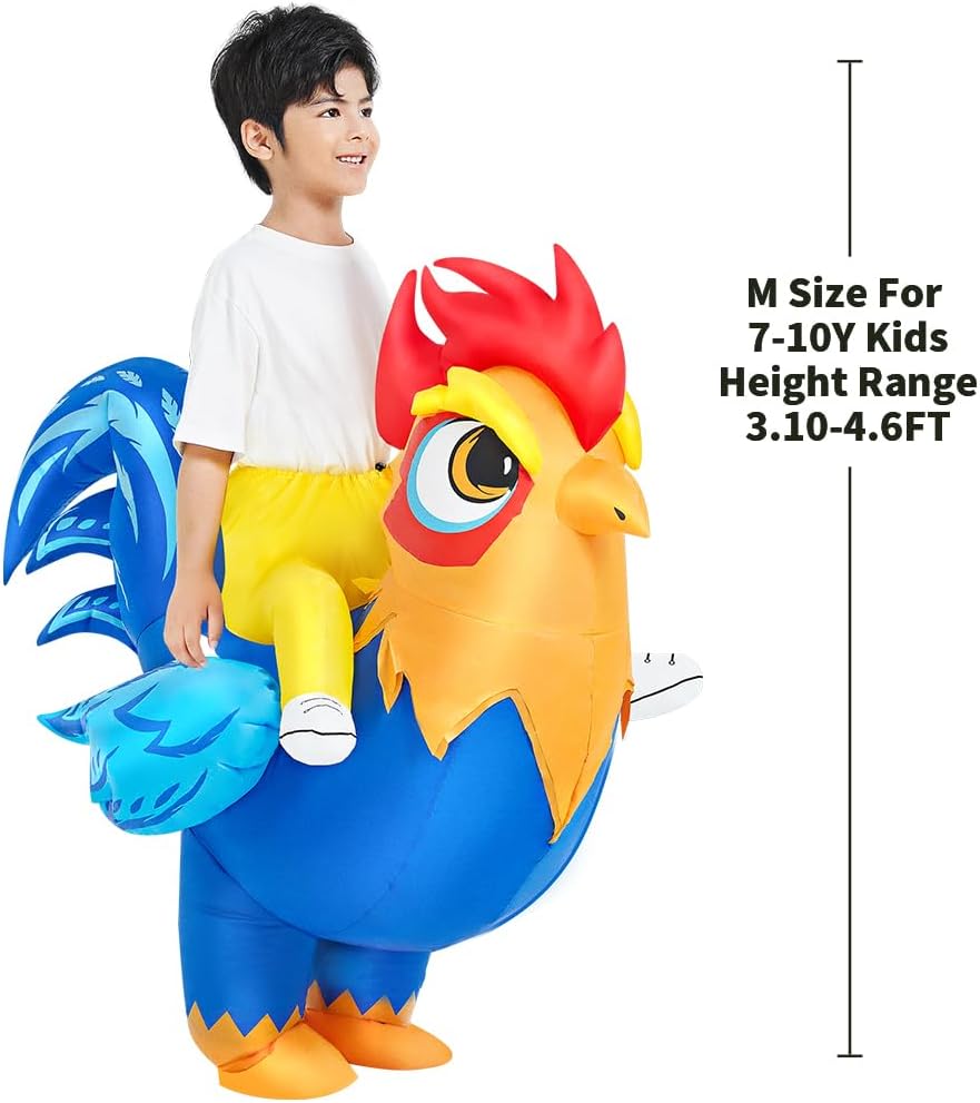 Detalle 2 de JUROSAICA Inflatable Chicken Costume for Kids, Built-In Fan, Adjustable Waist