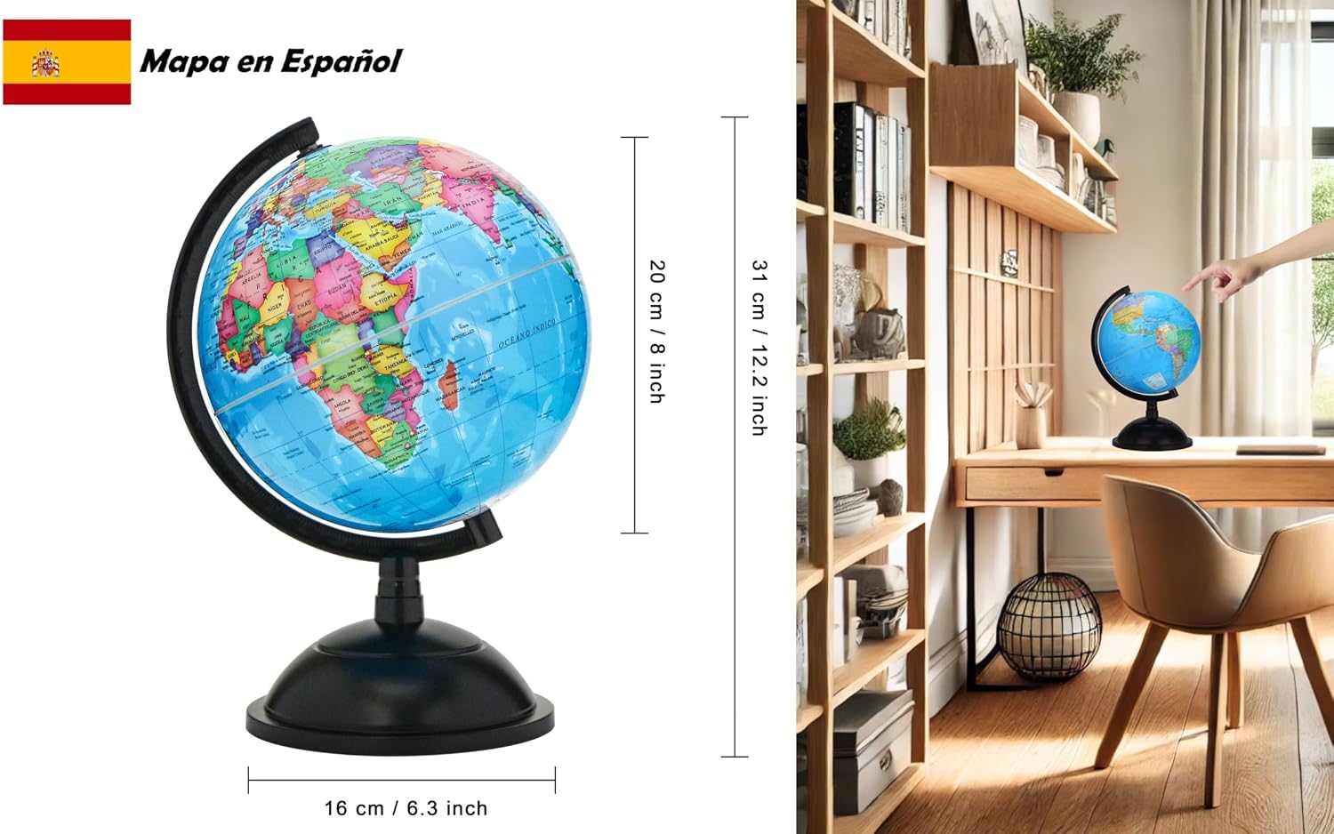 Detalle de Exerz 20cm Globo Terráqueo mapa en español 🌍