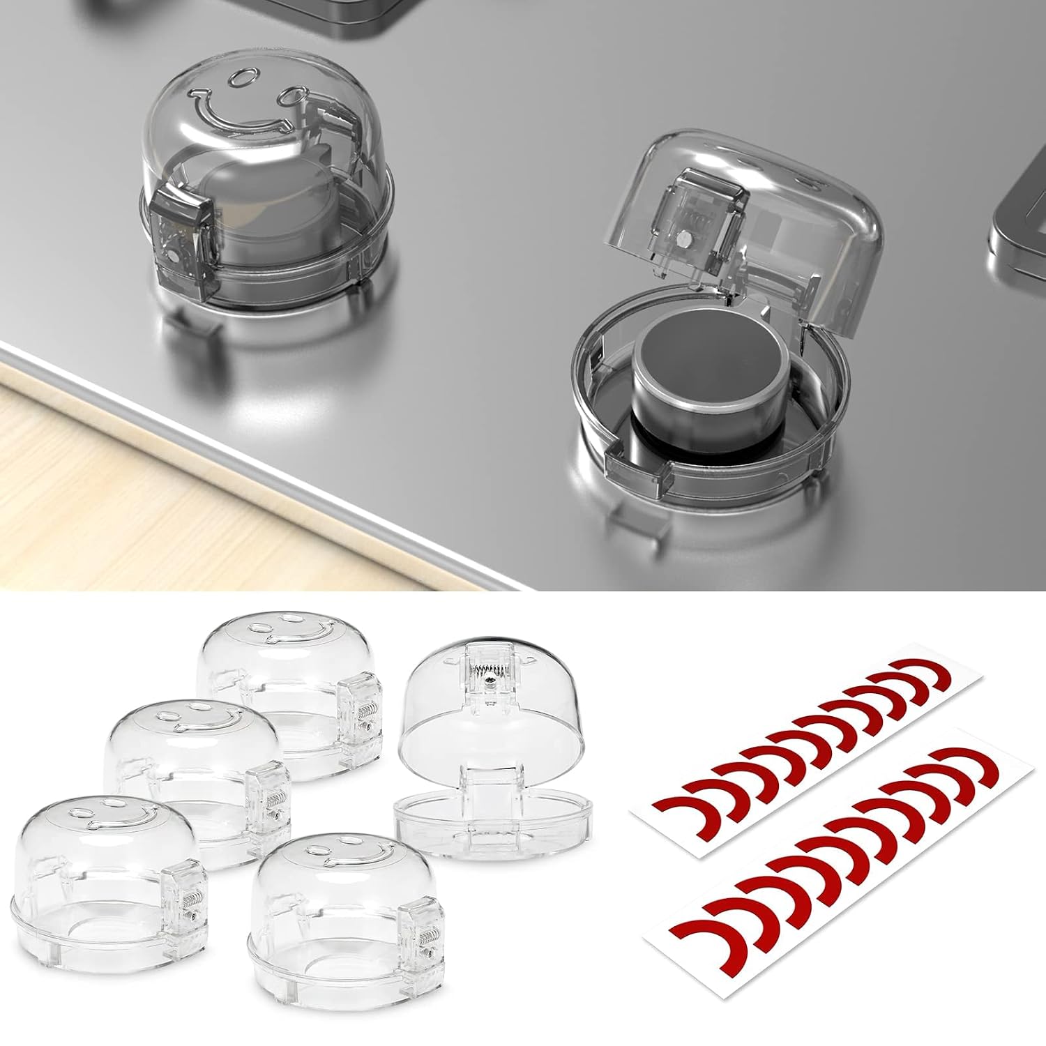 Thumbnail 6 de Babepai VB005 Stove Knob Covers, Clear Double-Key Child Safety Guards, 5-Pack