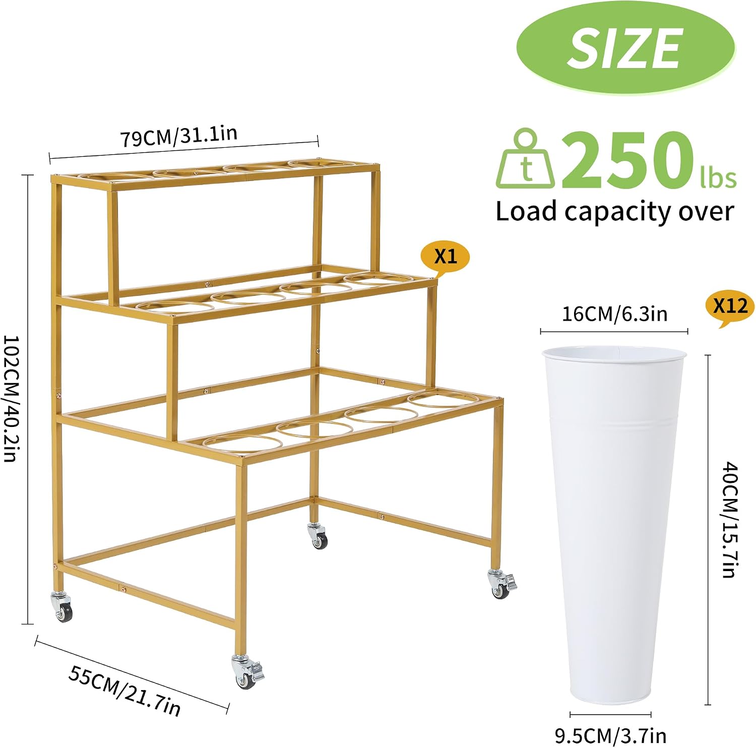Detalle de Flower Cart Stand, 3 Layers