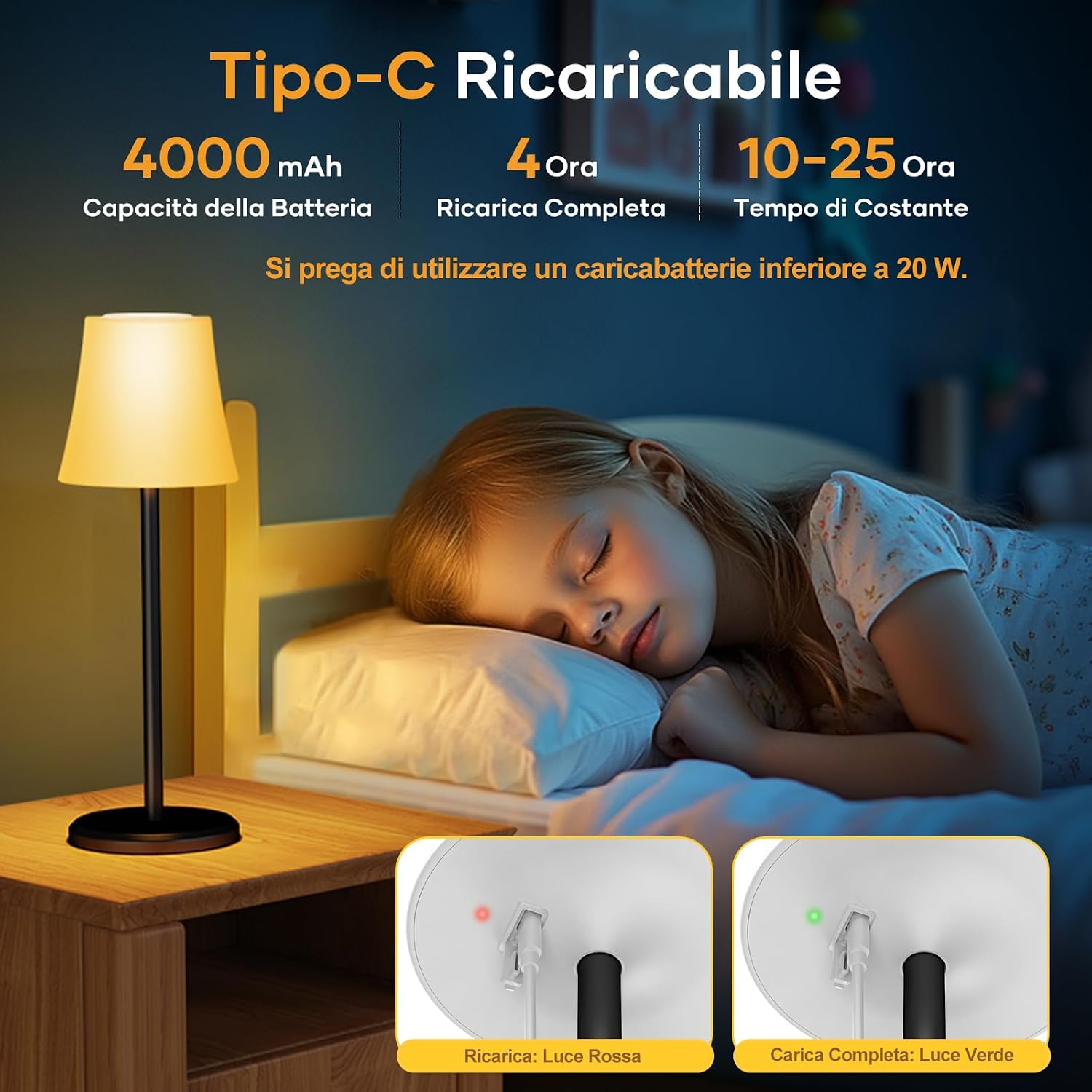 Detalle de Suright Lampada da tavolo RGB 4000 mAh