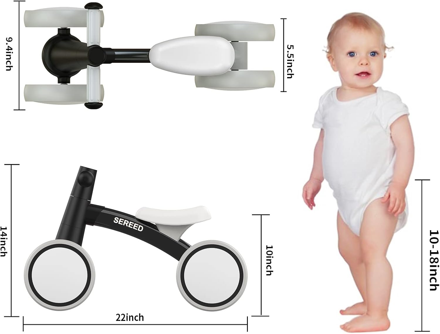 Detalle de SEREED Baby Balance Bike 12–24 Month 4-Wheel