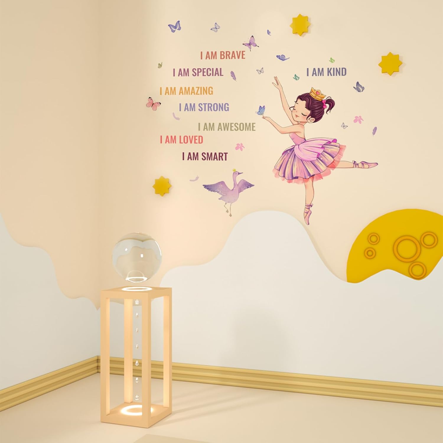 Thumbnail 3 de Butterfly Fairy wall stickers: ballet girls, princess swan & self-motivational words (removable vinyl)