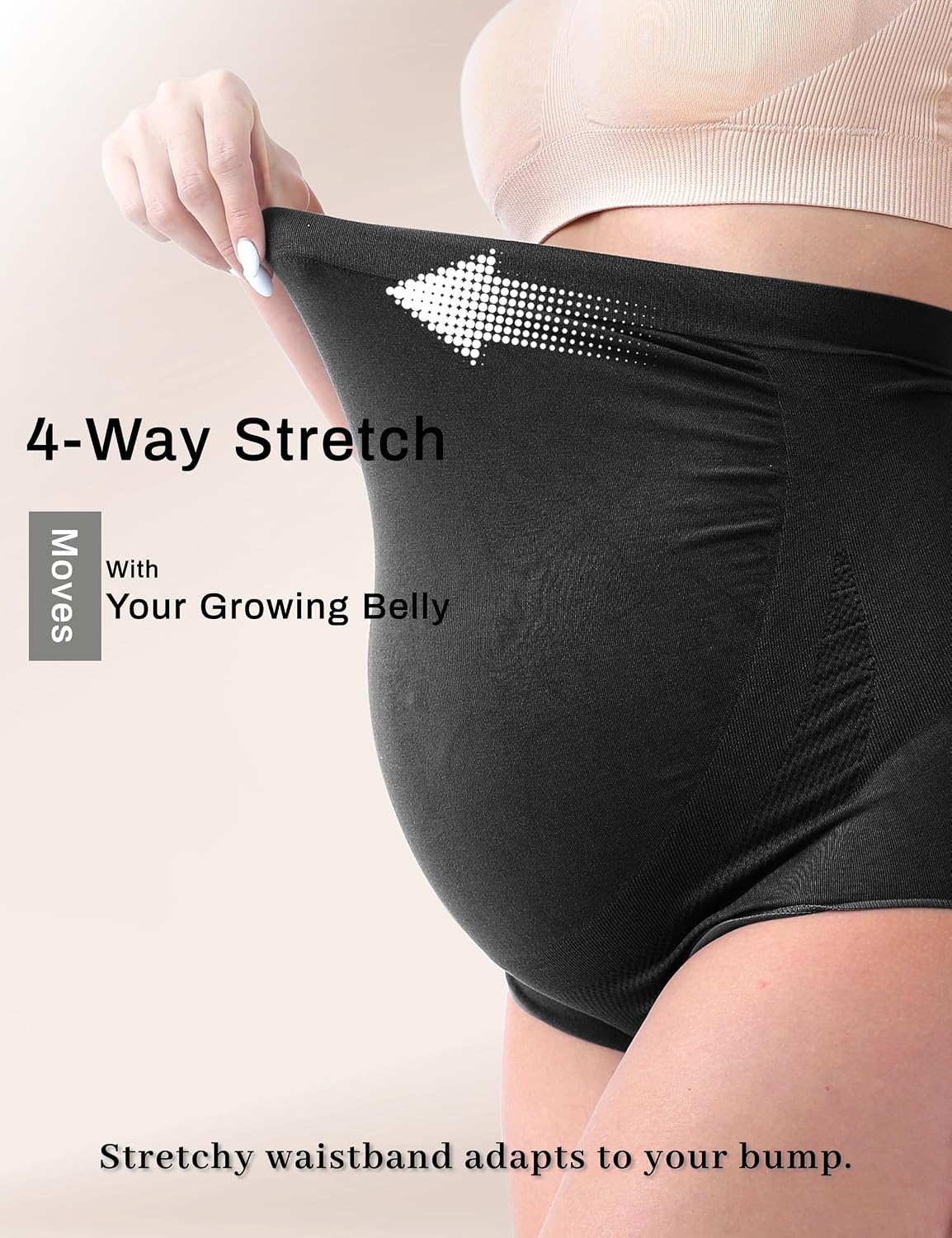 Detalle 2 de SUNNYBUY women’s maternity high waist over-bump seamless hipster underwear (soft, breathable)