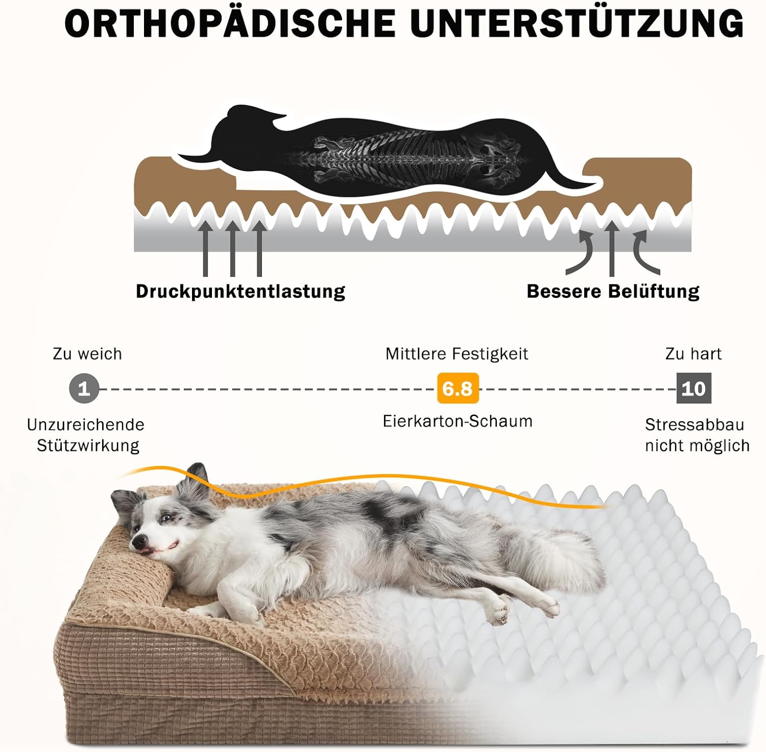 Thumbnail 1 de FURTIME Orthopädisches Hundebett Memory Foam XL (107 x 81 x 19 cm), braun – abnehmbar & waschbar