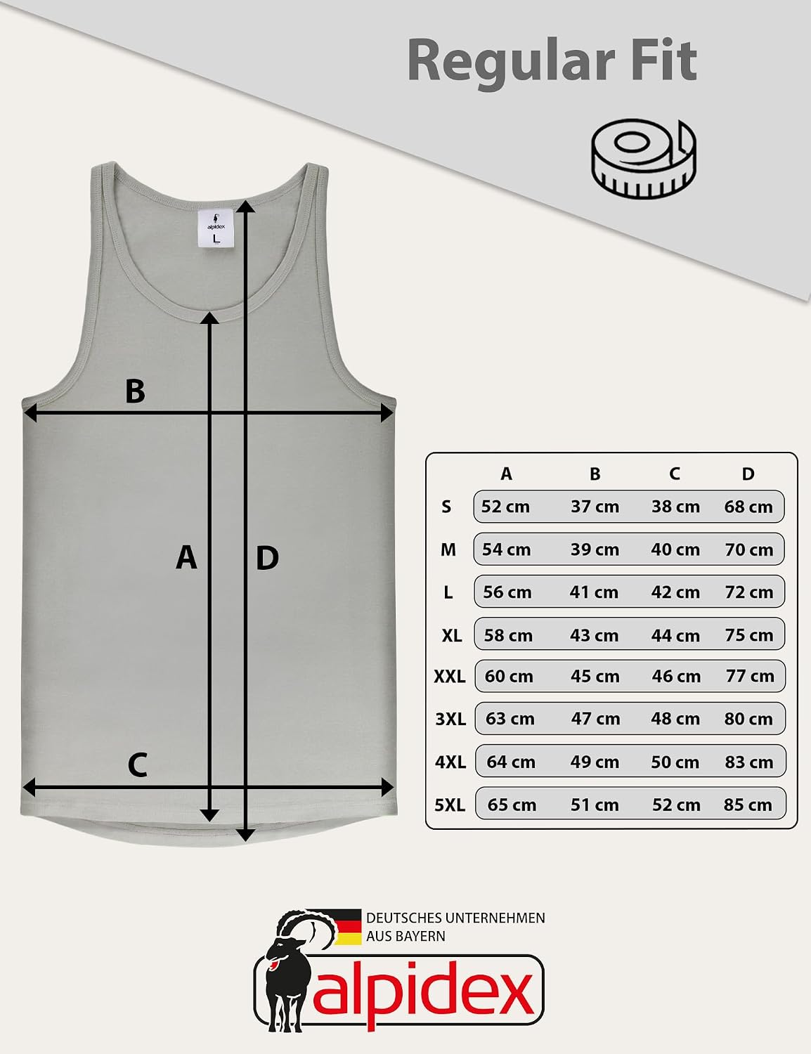 Thumbnail 6 de ALPIDEX Herren Classic Unterhemd 5er-Set – Tanktop aus 100% Baumwolle (Feinripp)