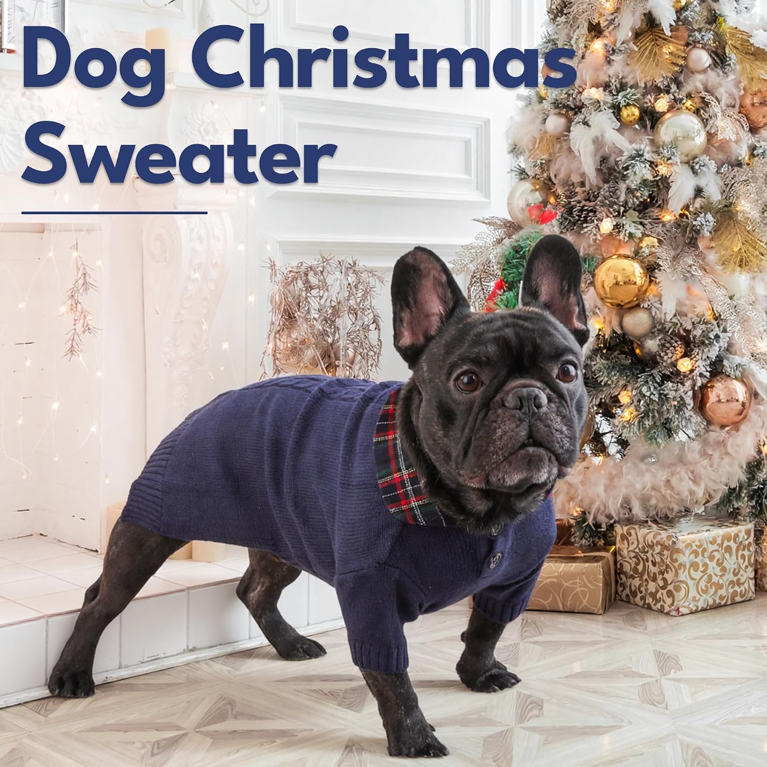 Detalle de BAOBICUTE Soft Polo Pullover Dog Sweater for Small and Medium Dogs