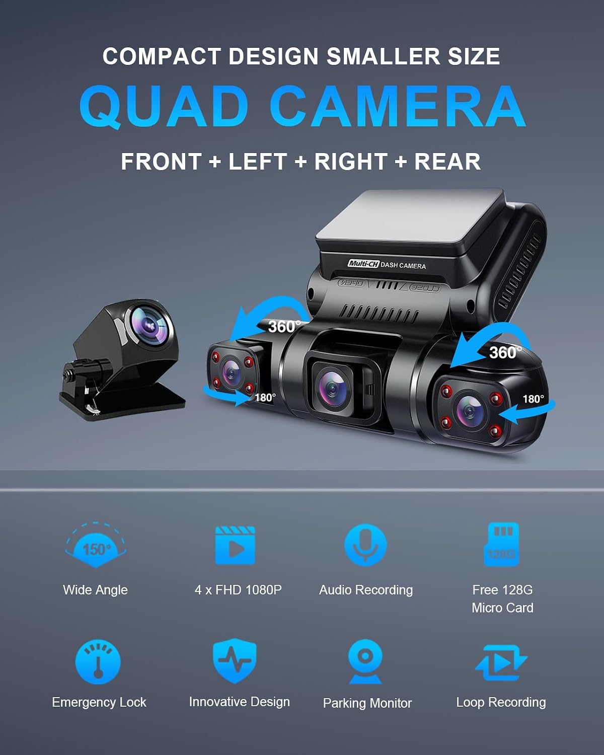 Detalle 2 de PRUVEEO 360 Dash Cam 4-Channel ⚙
