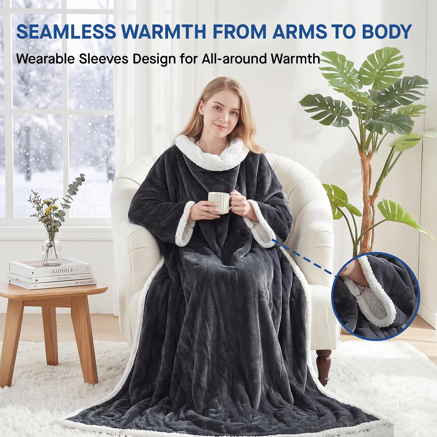 Detalle 2 de Sealy SL-HSF50SN-GR Wearable Electric Blanket with Sleeves and Foot Pocket