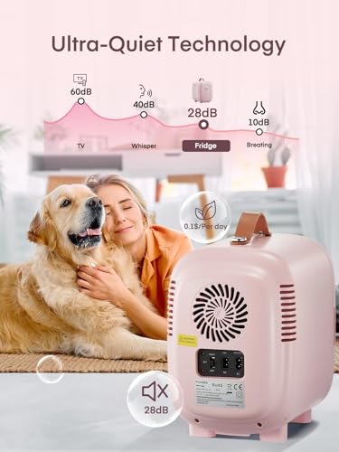 Detalle de FOHERE 5L Mini Fridge: Portable Pink 5L Cooler/Warmer with AC/DC Power