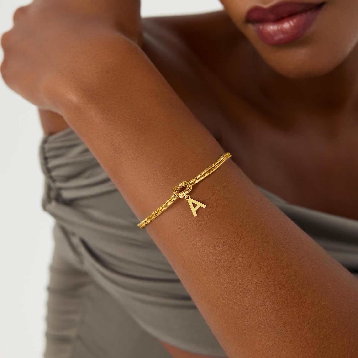 Thumbnail 1 de SLOONG Armband Damen in Gold/Silber vergoldet mit personalisierten Buchstaben – verstellbare Armkette