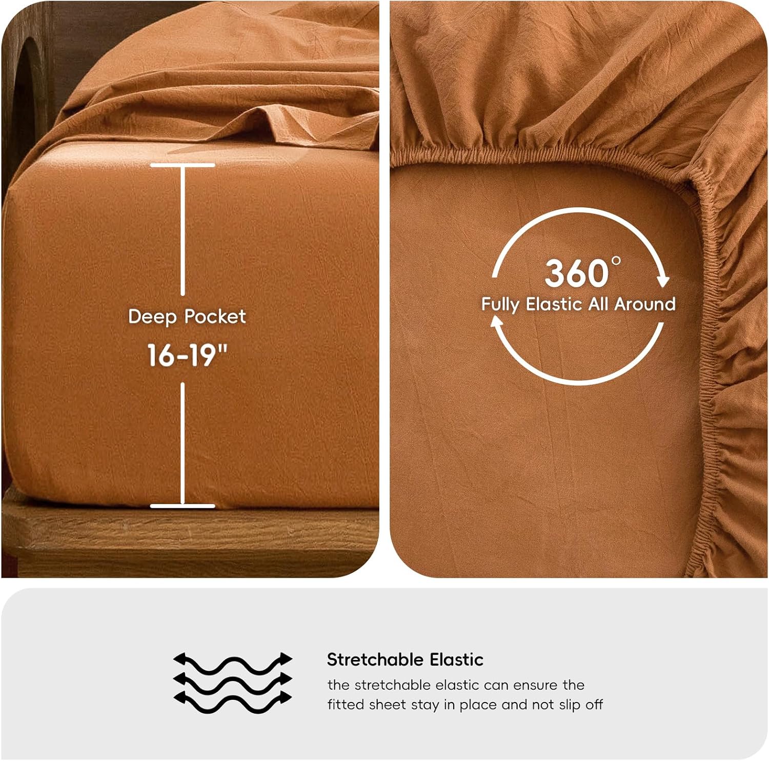 Thumbnail 4 de MooMee Bedding Sheet Set California King, 100% Cotton