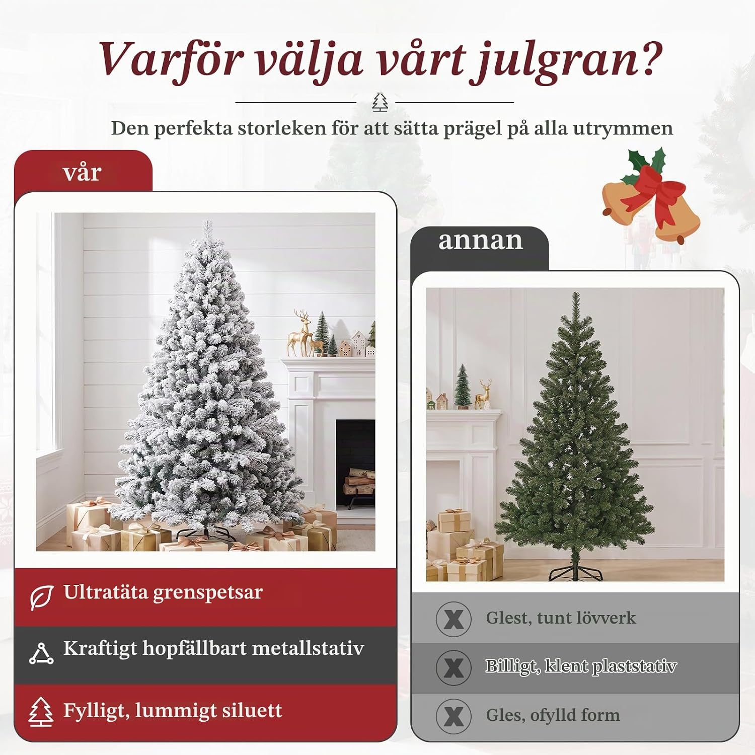 Thumbnail 5 de GTPLAYER CT06 konstgjord julgran 195 cm i PVC med metallstativ