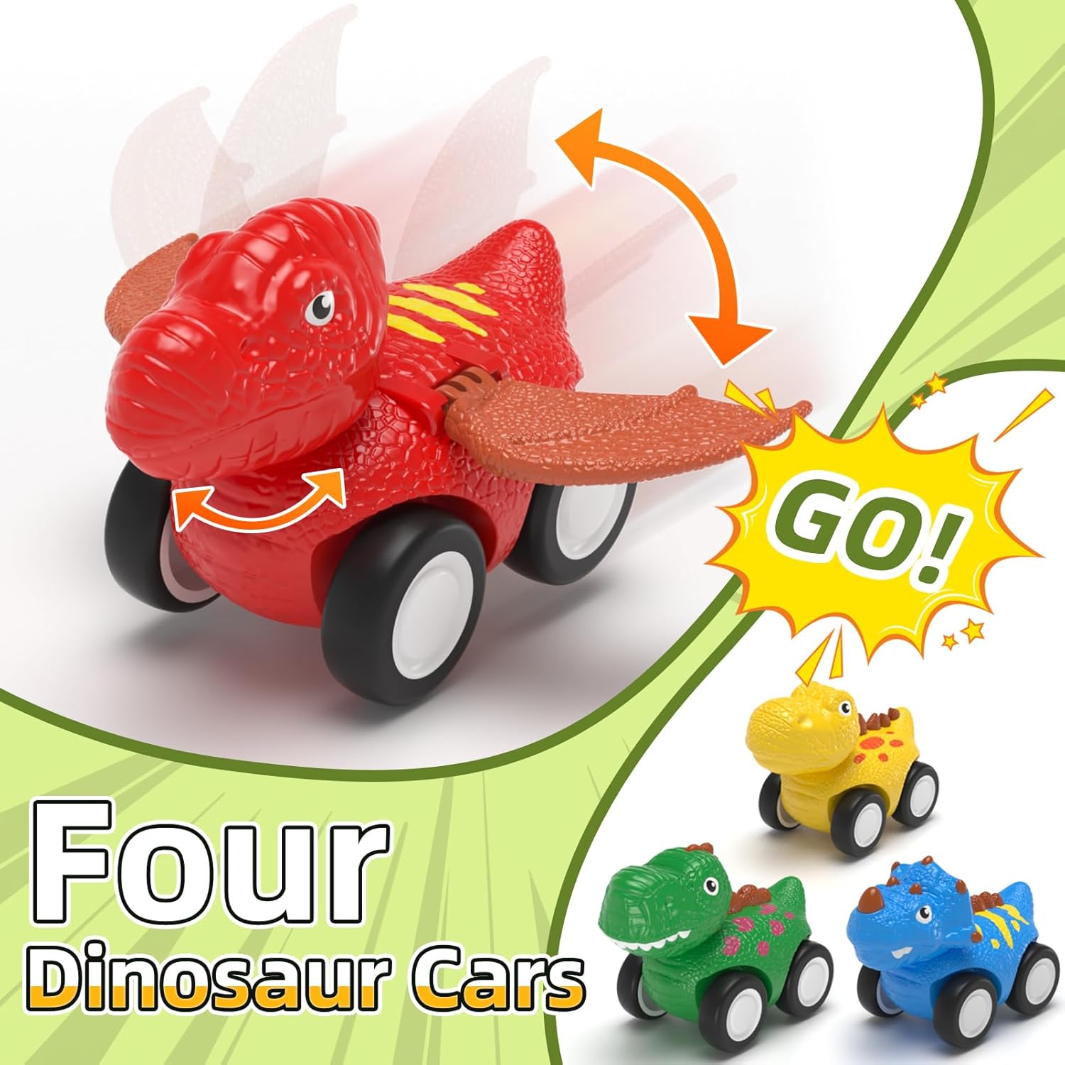 Thumbnail 6 de Usrela 5-in-1 Dinosaur Truck Toy with Sound, Lights & 4 Pull-Back Cars (for ages 2–4)